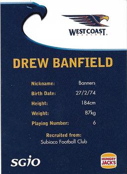 2005 SGIO West Coast Eagles #NNO Drew Banfield Back